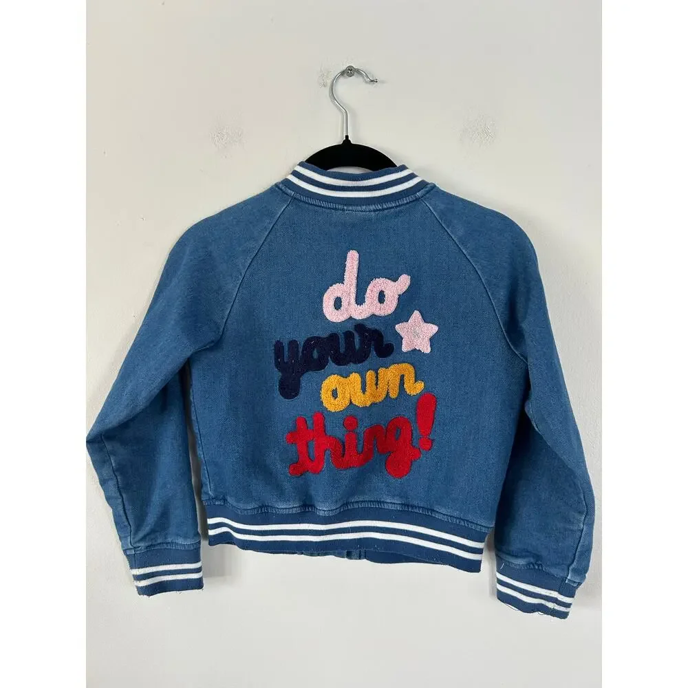 Cat & Jack denim bomber jacket girls S (6)